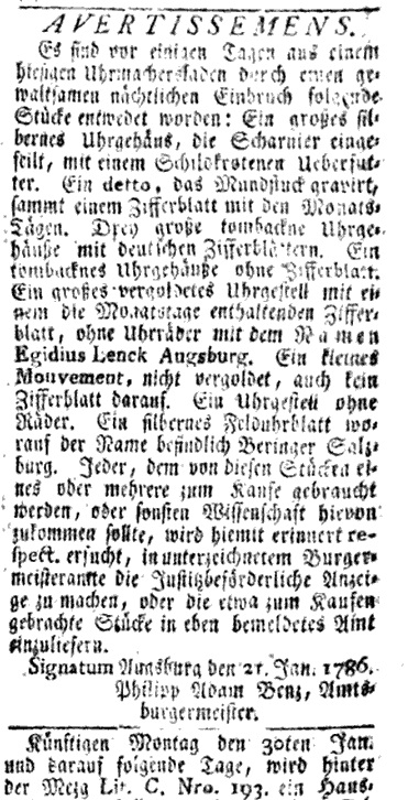 Augsburgische Ordinari Postzeitung.....