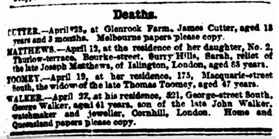 Datei:George Walker Verstorben, The Sydney Morning Herald Wednesday 28 April 1880.jpg