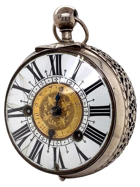 Datei:Nicolas Gribelin, einzeigrige Pariser Louis XIV Oignon Karossenuhr mit Wecker ca. 1700 (04).jpg