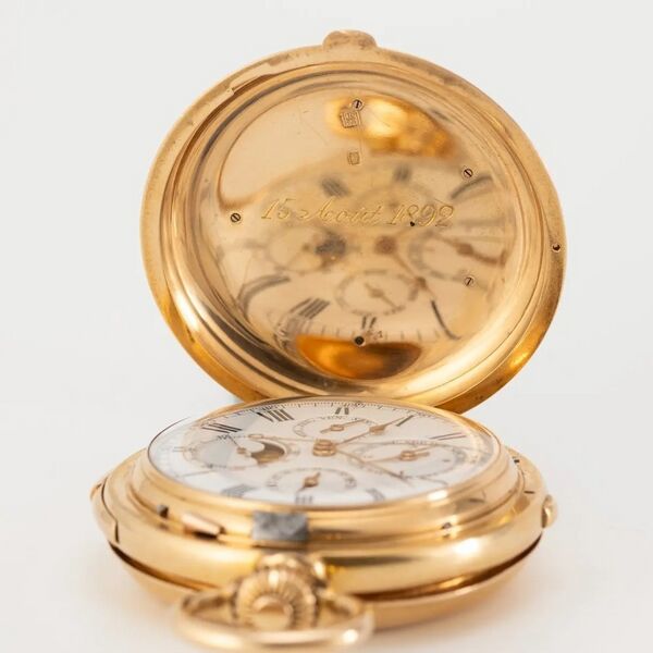 Datei:J. E. Dufour & Cie. Savonnette mit Chronograph, Minutenrepetition, ewigem Kalender und Mondphase Nr. 14741 ca. 1890 (4).jpg