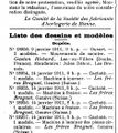 Liste des dessins et modèles Gaston Richard 9. Januar 1911 La Fédération Horlogère.jpg