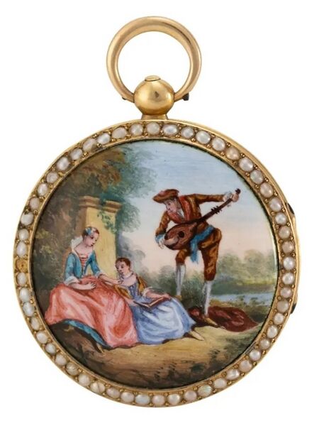 Datei:Bordier à Genève, Genfer Goldemail-Spindeltaschenuhr ca. 1800 (3).jpg
