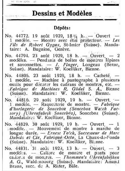 Datei:Dessins et Modèles Dépôts. Fabrique Octo im Blatt F.H. 21-09-1939.jpg