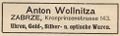 Anton Wollnitza, Adressbuch Zabrze 1908.jpg