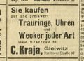 Anzeige Carl Kraja im Oberschlesische Zeitung 1933.jpg