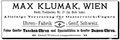 Max Klumak Wien, Anzeige in der Österreichisch-Ungarische Uhrmacher-Zeitung 1893.jpg