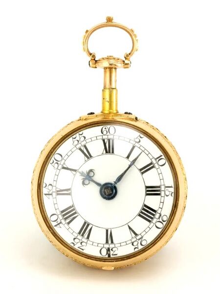 Datei:Benjamin Sidey, Londoner Achat -Spindeltaschenuhr mit Viertelstundenrepetition und polychromem Emailmedaillon ca. 1750 (04).jpg