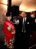 Miss Japan with Mr. Roman Büchi, CEO of Louis Golay International and designer of the crown
