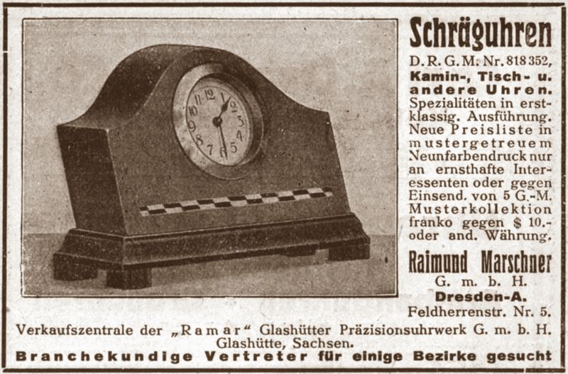 Datei:Ramar, Glashütter Präzisionsuhrwerk G.m.b.H. Schräguhr Reklame 1924.JPG