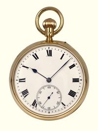 Präzisions-Taschenuhr mit 52,5 Minuten Karussell und schwerer 18 kt goldener Gehäuseausstattung von F. Thoms, Bahne Bonniksen, ca. 1915