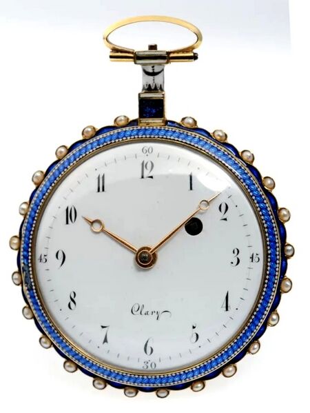 Datei:Clary à Genève, Directoire Goldemail Spindeltaschenuhr, circa 1790 (1).jpg