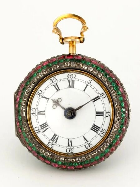 Datei:Benjamin Sidey, Londoner Taschenuhrenpaar in prächtigen, nahezu allen Teilen mit Edelsteinen besetzten Übergehäusen, ca. 1770 (02).jpg