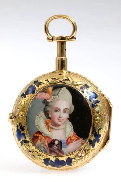 Datei:Faléony à Paris, Goldemail-Spindeltaschenuhr mit Viertelstundenrepetition, ca. 1770 (03).jpg