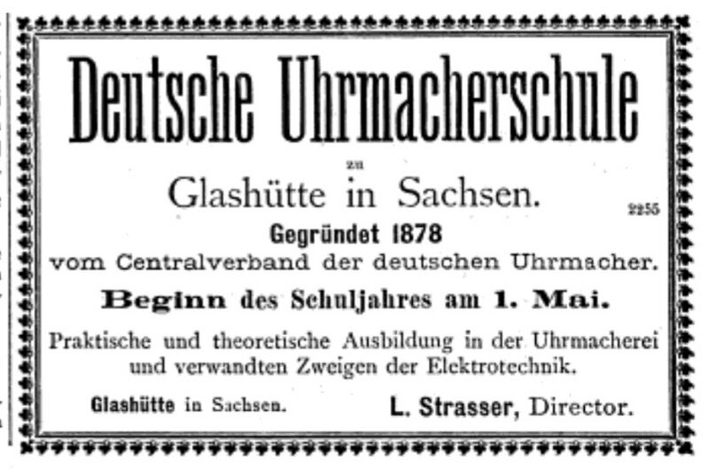 Datei:Deutsche Uhrmacherschule, Anzeige in der Österreichisch-Ungarische Uhrmacher-Zeitung 1893.jpg