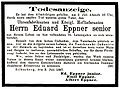 Eduard Eppner Todesanzeige 1887 Silberberg.jpg