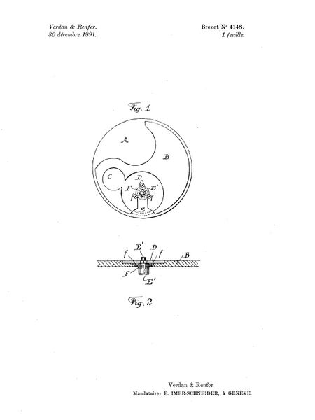 Datei:Brèvet Nr. 4148 Verdan & Renfer 30. Dezember 1891.jpg