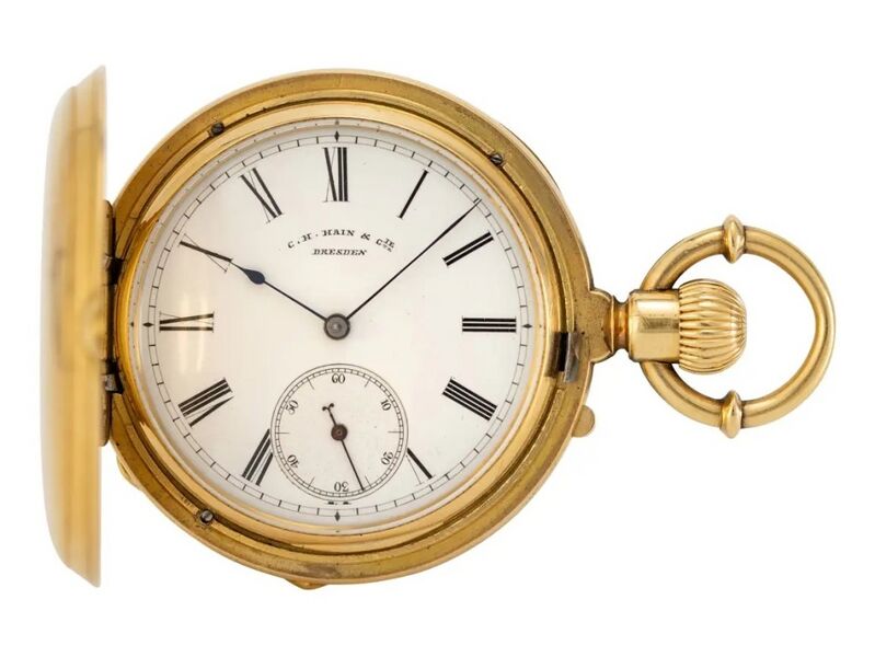 Datei:C. H. Hain & Cie., Dresden, F. Zacher & Comp Berliner Savonette mit Glashütter Werk, ca. 1880 (1).jpg