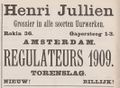 Christiaan Huygens Februari 1909, Advertentie Henri Jullien.jpg