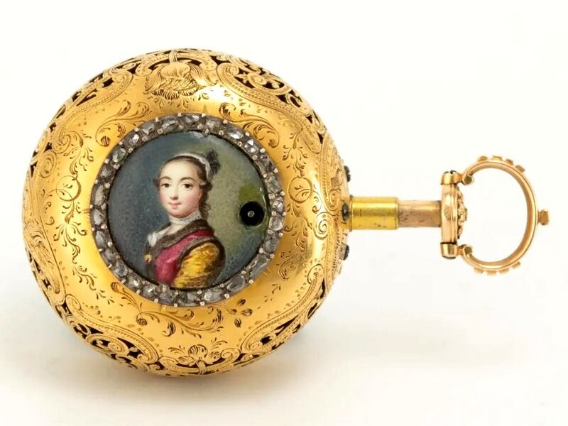 Datei:Benjamin Sidey, Londoner Achat -Spindeltaschenuhr mit Viertelstundenrepetition und polychromem Emailmedaillon ca. 1750 (05).jpg