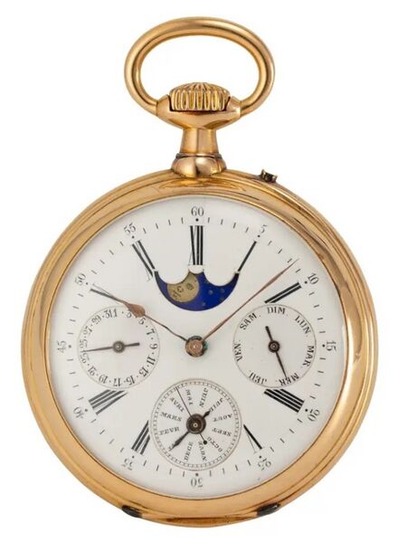 Datei:I. Lautier, Toulouser Taschenuhr - Ankerchronometer mit Vollkalender und Mondphase ca. 1890 (1).jpg
