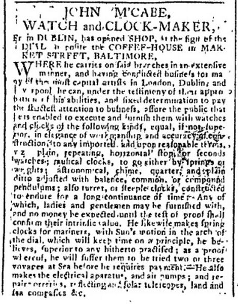 Datei:Anzeige von John McCabe im Maryland - Journal 11. Juni 1774.jpg