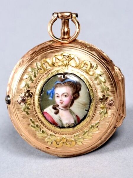 Datei:Faléony à Paris, Spindeltaschenuhr mit einem Frauenporträt verziert ca. 1770 (2).jpg