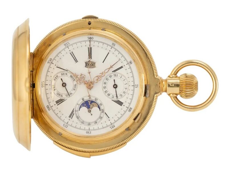 Datei:L.C. Grandjean, Schweizer Savonnette mit Minutenrepetition, Chronograph, Vollkalender und Mondphase No. 4587 ca. 1890 (1).jpg