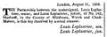 Louis Le Plastier Partnerschaft aufgelöst 1830. the London Gazette.jpg