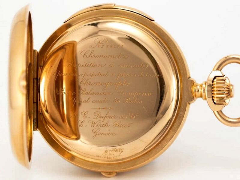 Datei:J. E. Dufour & Cie. Savonnette mit Chronograph, Minutenrepetition, ewigem Kalender und Mondphase Nr. 14741 ca. 1890 (5).jpg