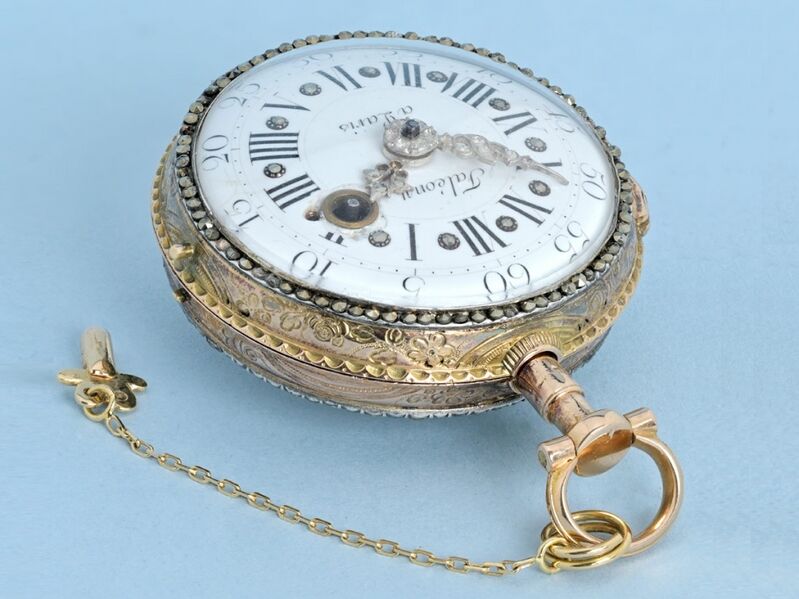 Datei:Faléony à Paris, Goldene Spindeltaschenuhr mit Frontaufzug ca. 1780 (2).jpg