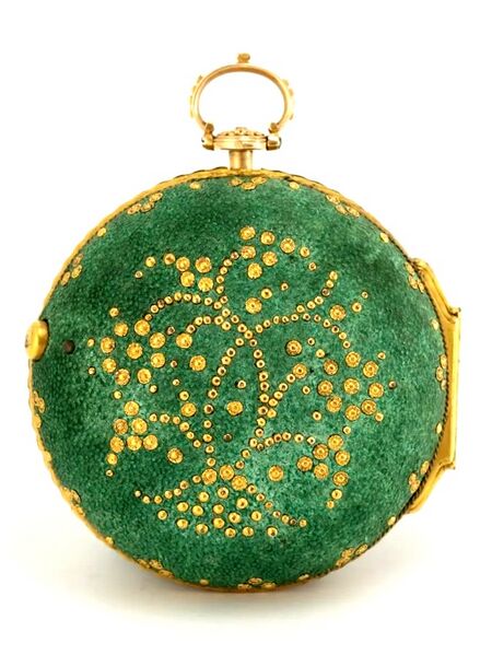 Datei:Benjamin Sidey, Londoner Achat -Spindeltaschenuhr mit Viertelstundenrepetition und polychromem Emailmedaillon ca. 1750 (02).jpg