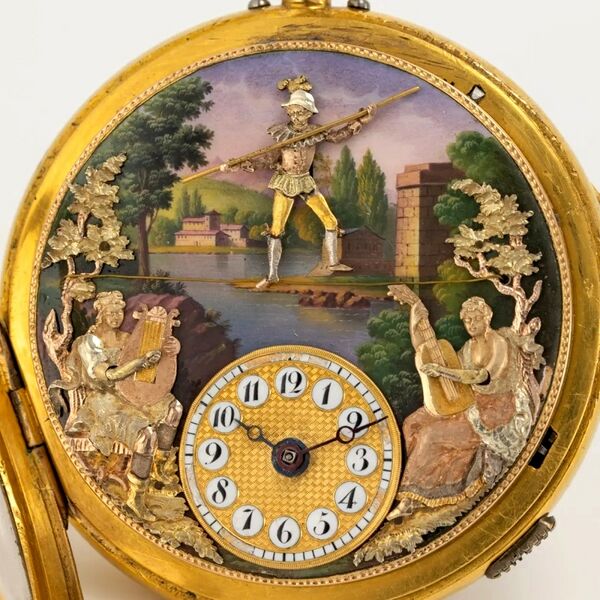 Datei:Du Bois & Fils, Taschenuhr mit Viertelstundenrepetition, Musikspielwerk und drei Automaten Der Seiltänzer ca. 1790 (3).jpg