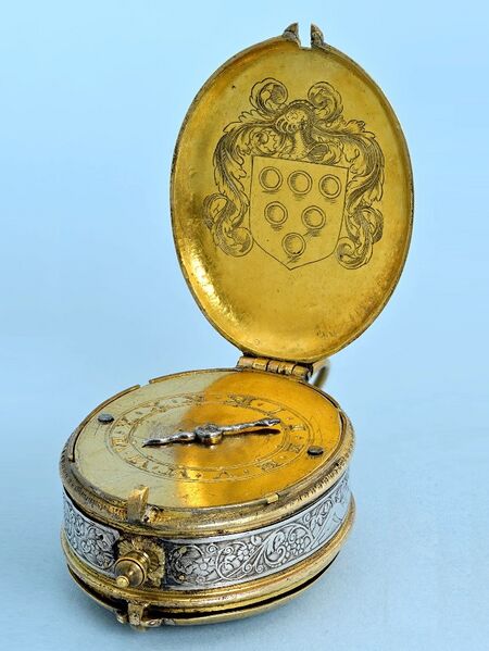 Datei:F. Houlliere a Laval, Spindel-Dosenuhr, ca. 1630 (01).jpg