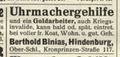 Uhrmacher Berthold Binias Leipziger Uhrmacher-Zeitung 1916.jpg