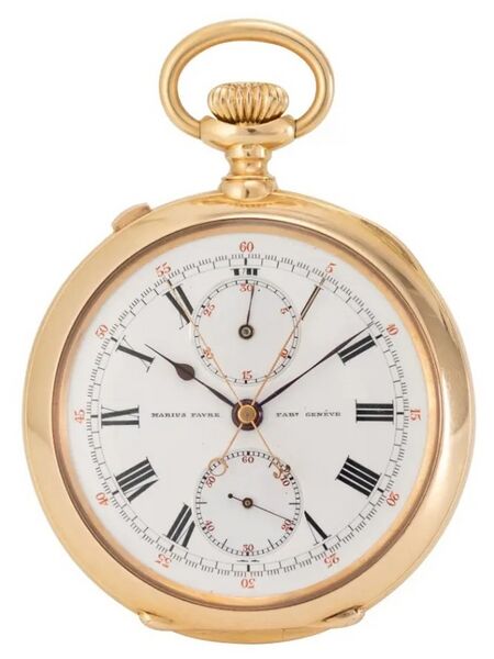 Datei:Marius Favre, Genfer Ankerchronometer mit Schleppzeigerchronograph, ca 1900 (1).jpg