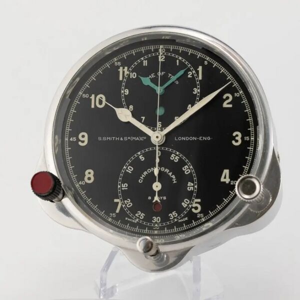 Datei:Smiths Cockpit-Chronograph für Militärflugzeuge mit 8-Tage Werk und zentralem 60 Minutenzähler Nr. B 184358 (1).jpg