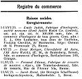 Emile Judith SA, F.H. 1923, 23. Juni, Registre du commerce.jpg