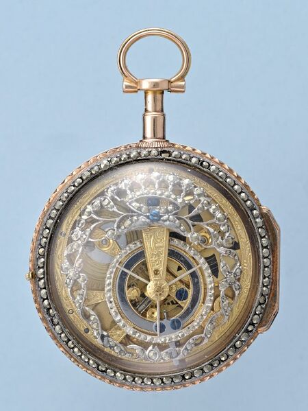 Datei:Faléony à Paris, Goldene Spindeltaschenuhr mit Frontaufzug ca. 1780 (3).jpg
