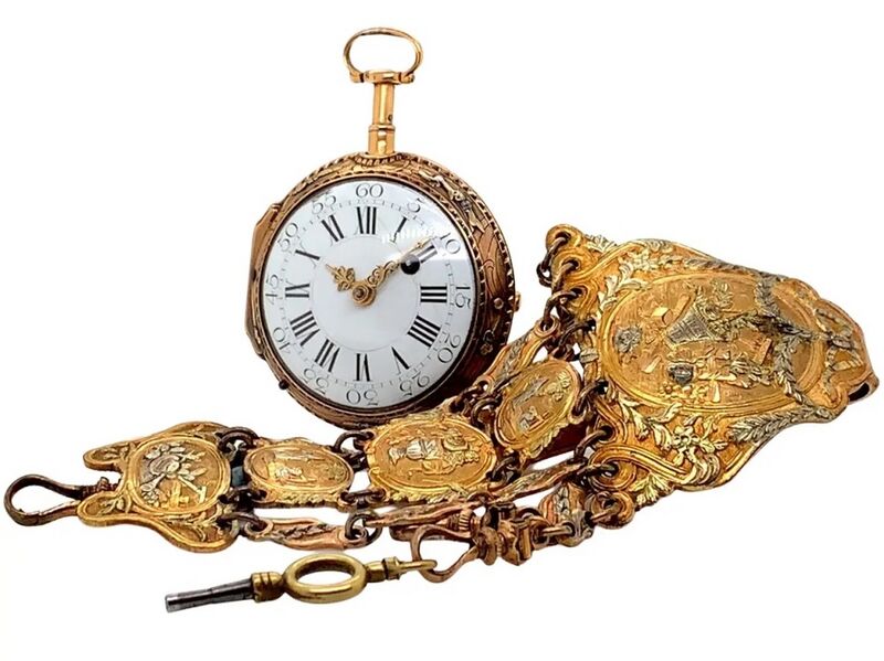 Datei:Varin à Chalon, Spindeltaschenuhr mit Viertelstundenrepetition und reich verzierten Chatelaine, ca. 1785 (01).jpg