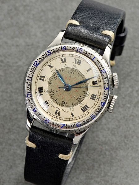 Datei:Longines Lindbergh - Hour Angle Watch, Werk Nr. 5527276, Ref. 20009, Cal. 12.68Z, circa 1937 (1).jpg
