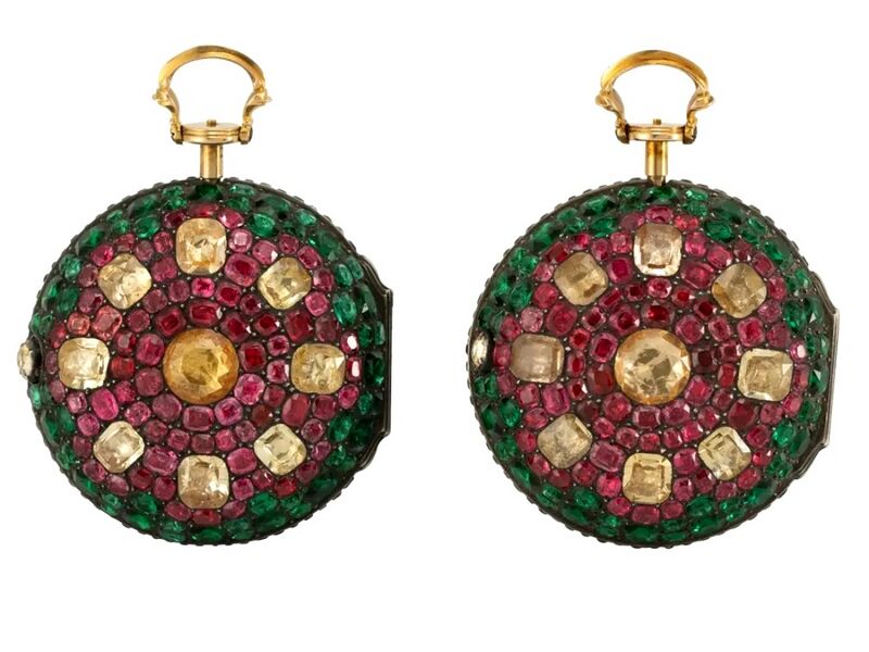 Datei:Benjamin Sidey, Londoner Taschenuhrenpaar in prächtigen, nahezu allen Teilen mit Edelsteinen besetzten Übergehäusen, ca. 1770 (01).jpg