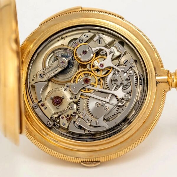 Datei:L.C. Grandjean, Schweizer Savonnette mit Minutenrepetition, Chronograph, Vollkalender und Mondphase No. 4587 ca. 1890 (9).jpg