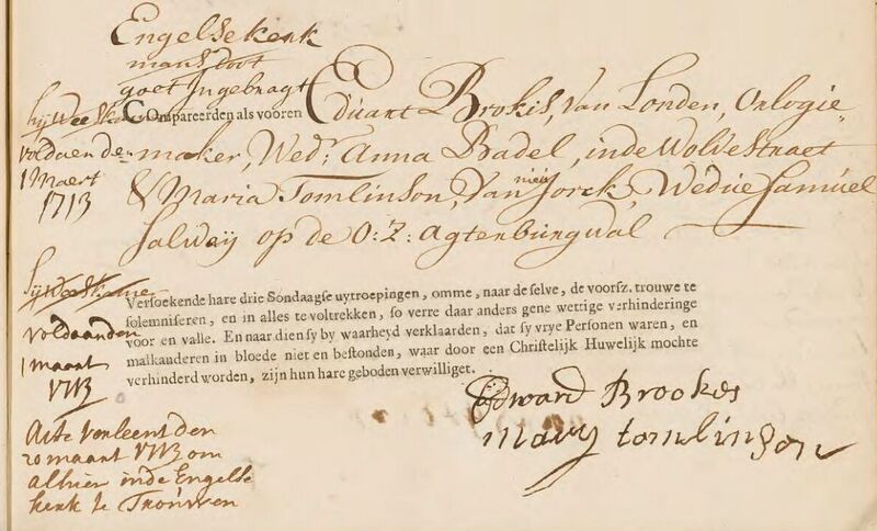 Datei:Heiratsabsicht Edward Brooks 1. März 1713.jpg