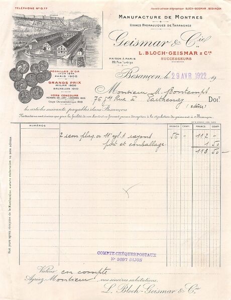 Datei:Rechnung Geismar & Cie. 1922.jpg