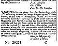 George Schepperly, William Pearce The London Gazette October 1843.jpg
