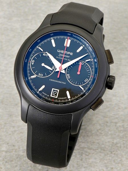 Datei:Wempe, Zeitmeister, Glashütte, Chronometer, Werk Nr. 001370, Geh. Nr. 051-100, Ref. WM 690001, Cal. Val 7753, circa 2011 (1).jpg