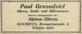 Anzeige Paul Grzondziel im Sänger Zeitung Gleiwitz 1. Mai 1929.jpg