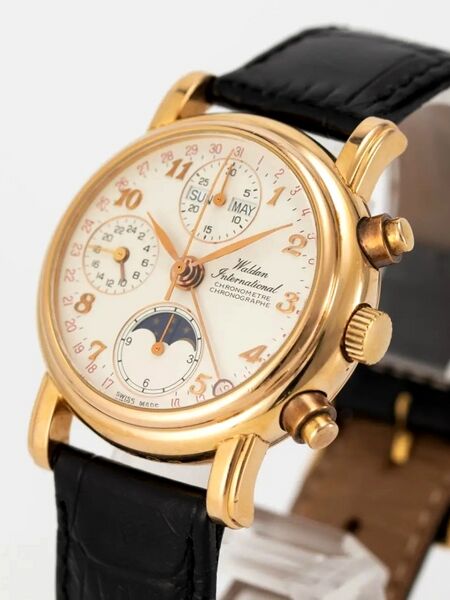 Datei:Waldan International, Armbandchronograph mit Vollkalender und Mondphase - Chronometer ca, 1996 (3).jpg