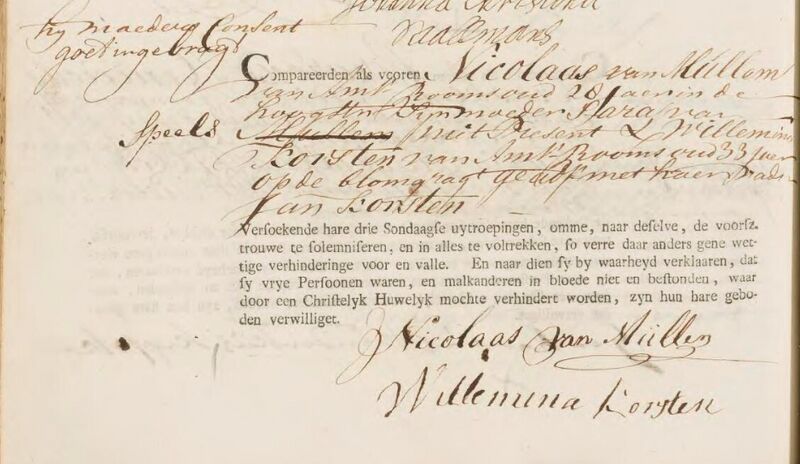 Datei:Heiratsabsicht Nicolaas van Mullem 11. September 1778.jpg