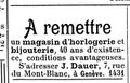Anzeige J. Dauer Genf, La Fédération Horlogère 16 Juni 1915.jpg